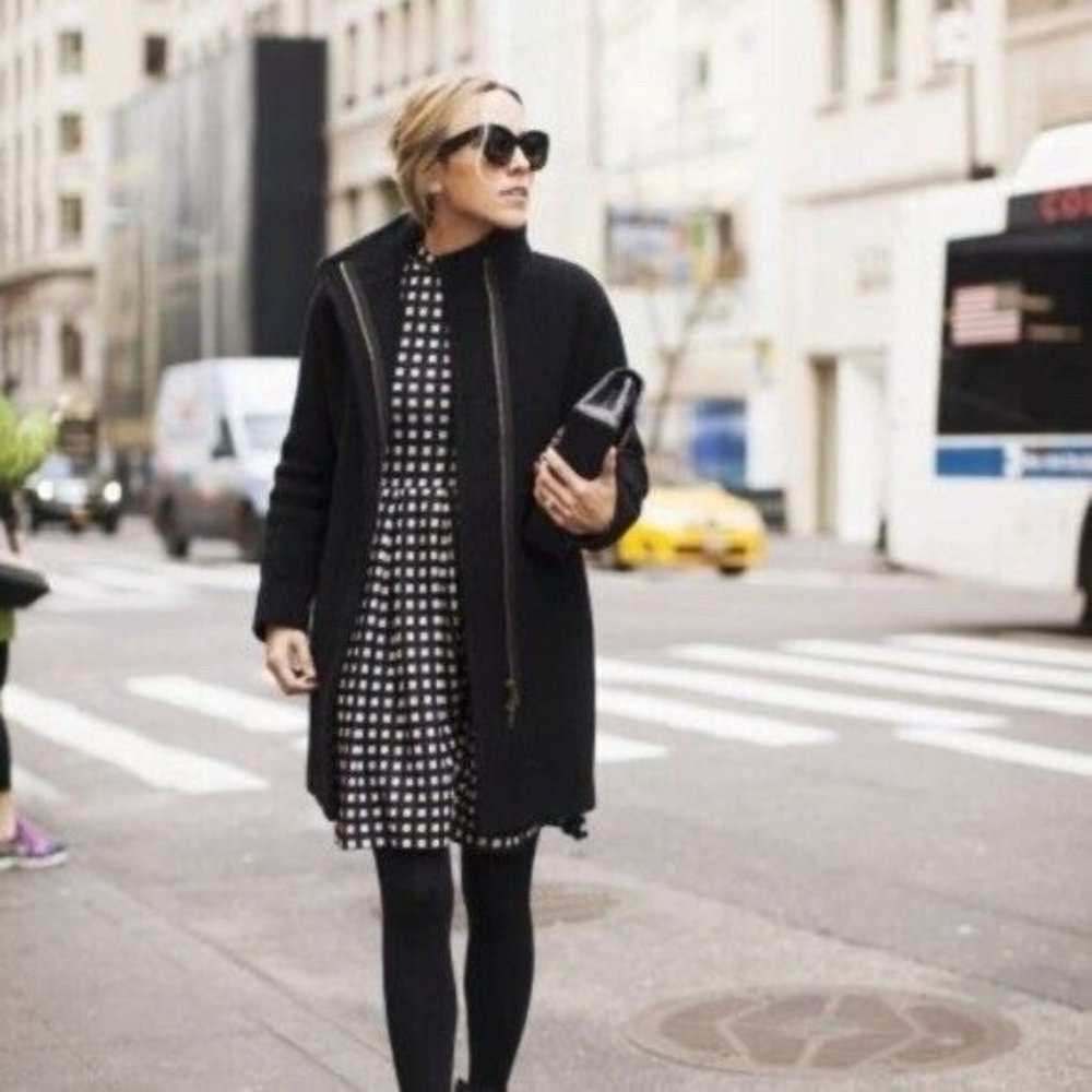 J CREW Women’s SIZE 2 NELLO GORI Villa coat in Italian stadium-cloth wool BLACK